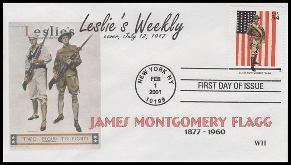 3502a / 34c James Montgomery Flagg : American Illustrators 2001 WII Cachets First Day Cover