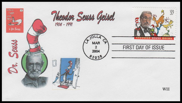 3835 / 37c  Theodor Seuss Giesel : Dr. Seuss 2004 WII Cachets First Day Cover