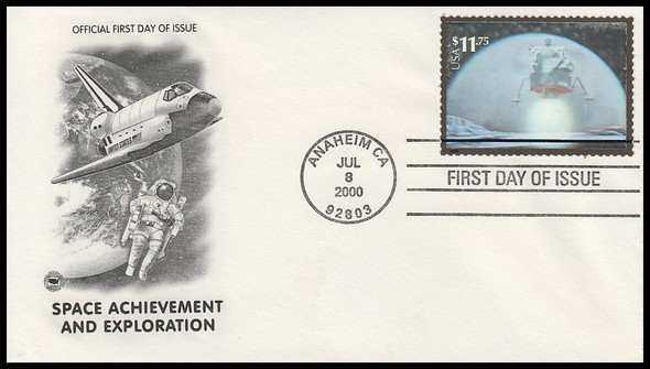 3413a / $11.75 Landing on the Moon Hologram 2000 PCS First Day Cover