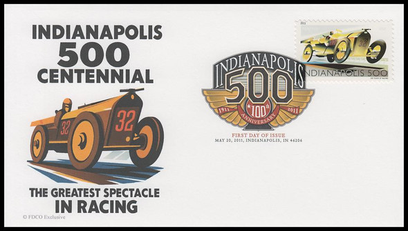 4530 / 44c Indianapolis 500 : 100th Annv. 2011 Digital Color Postmark FDCO Exclusive First Day Cover #2