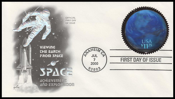 3412a / $11.75 Space Achievement and Exploration Hologram 2000 Artcraft First Day Cover