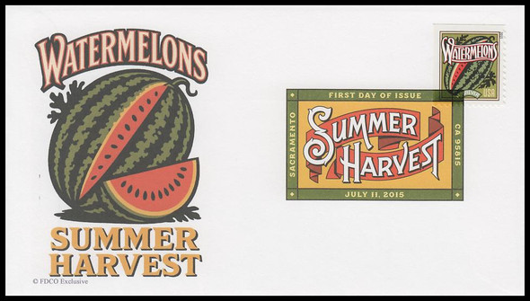 5004 / 49c Watermelons : Summer Harvest 2015 Digital Color Postmark FDCO Exclusive First Day Cover