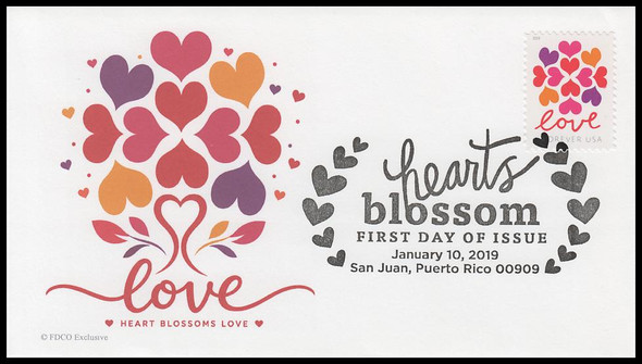 5339 / 50c Hearts Blossom 2019 FDCO Exclusive First Day Cover