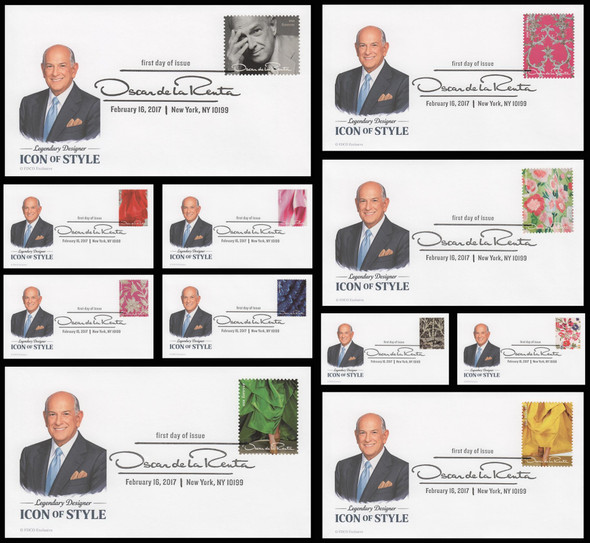 5173a-k / 49c Oscar de la Renta 2017 Set of 11 FDCO Exclusive First Day Covers