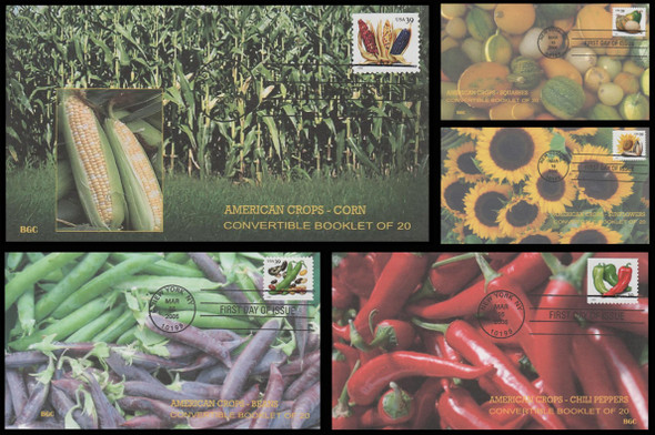 4008 - 4012 / 39c Crops of America PSA Convertible Bklt Singles 2006 Set of 5 BGC Full Color First Day Cover