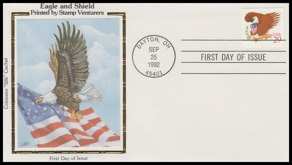 2597 / 29c Eagle And Shield 1992 Colorano Silk First Day Cover