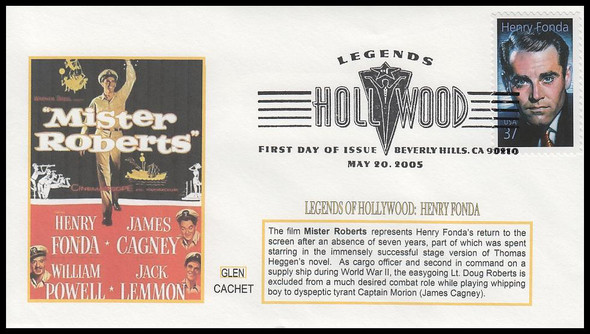 3911 / 37c Henry Fonda : Legends of Hollywood 2005 Glen Cachet First Day Cover #2