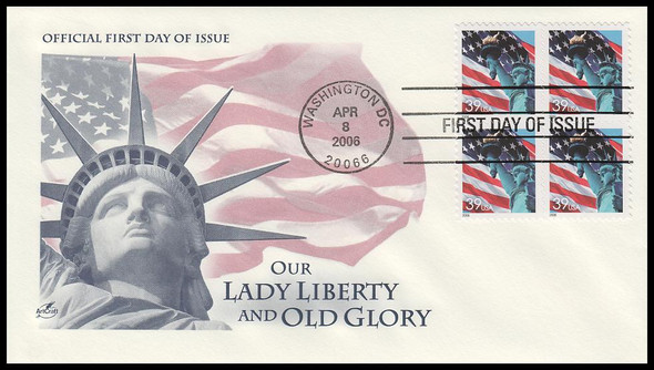 3978 / 39c Statue of Liberty and Flag 2006 Block Artcraft First Day Cover