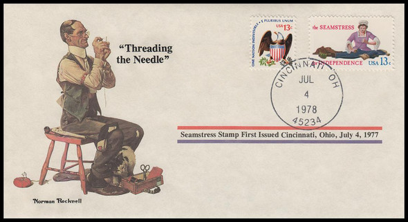 Threading the Needle : Norman Rockwell 1978 PCS Commemorative Cover