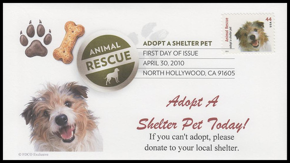4551 / 44c Jack Russel : Adopt a Shelter Pet 2010 Digital Color Postmark FDCO Exclusive FDC