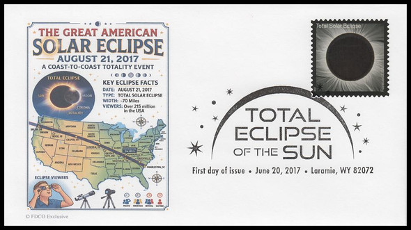 5211 / 49c Total Eclipse of the Sun 2017 FDCO Exclusive First Day Cover