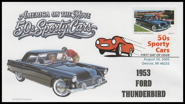 3935 / 37c 1955 Ford Thunderbird : 50s Sporty Cars 2005 Digital Color Postmark FDCO Exclusive FDC
