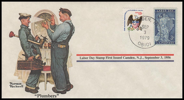 Plumbers : Norman Rockwell 1979 PCS Commemorative Cover