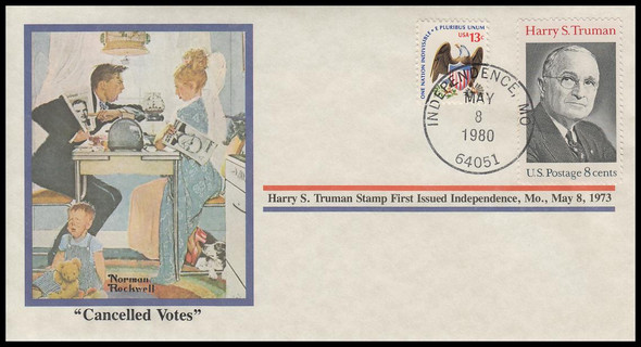 Cancelled Votes : Norman Rockwell 1980 PCS Commemorative Cover