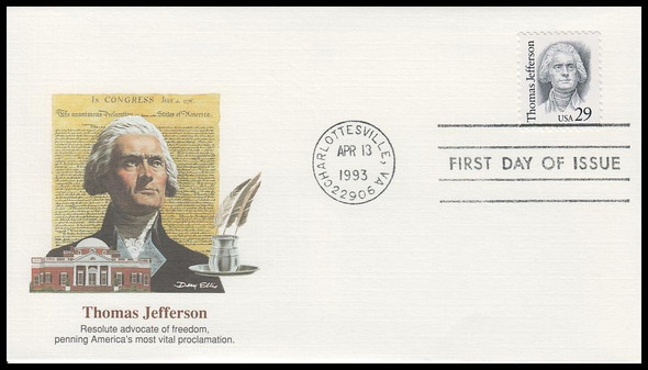 2185 / 29c Thomas Jefferson Third President 1993 Fleetwood First Day Cover