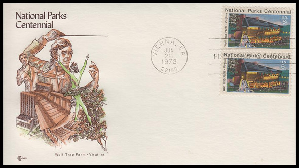 1452 / 6c Wolf Trap Farm : National Parks Centennial 1972 Cover Craft Cachets FDC w / insert card