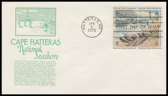 1451a / 2c National Parks Centennial : Cape Hatteras 1972 Anderson First Day Cover