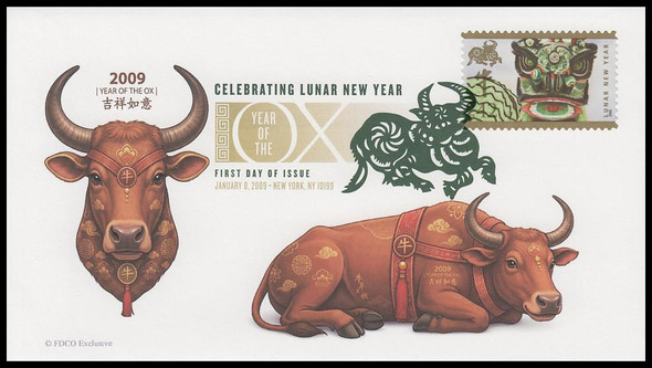 4375 / 42c Year of the Ox : Chinese Lunar New Year 2009 Digital Color Postmark FDCO Exclusive FDC