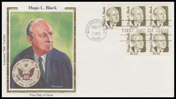 2172 / 5c Hugo L. Black 1986 Colorano Silk First Day Cover