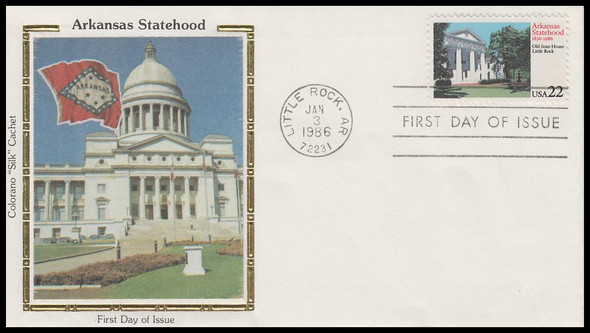 2167 / 22c Arkansas Statehood 1986 Colorano Silk First Day Cover