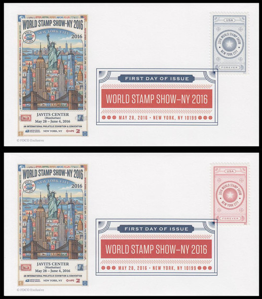 5062 - 5063 / 47c World Stamp Show 2016 Set of 2 Digital Color Postmark FDCO Exclusive FDCs