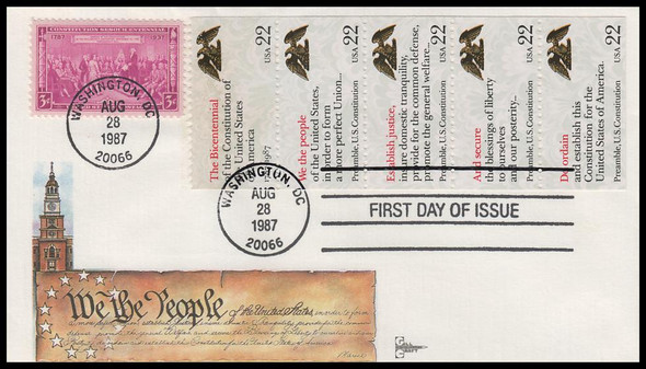 2359a / Drafting of the Constitution Booklet Pane Combo 1987 Gill Craft First Day Cover