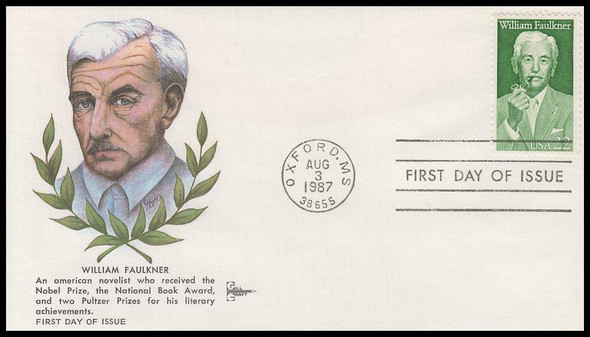 2350 / 22c William Faulkner 1987 Gill Craft First Day Cover