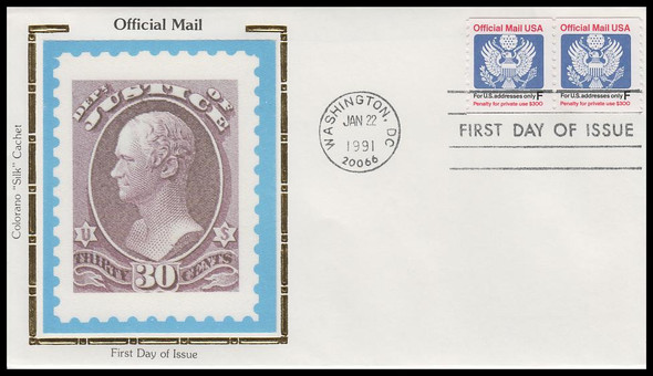 O144 / F Rate ( 29c ) Official Mail Coil Pair 1991 Colorano Silk First Day Cover