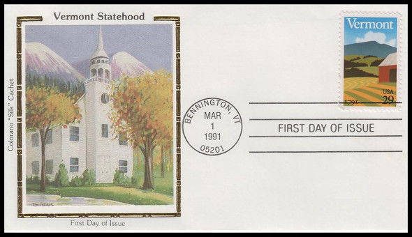 2533 / 29c Vermont Statehood 1991 Colorano Silk First Day Cover