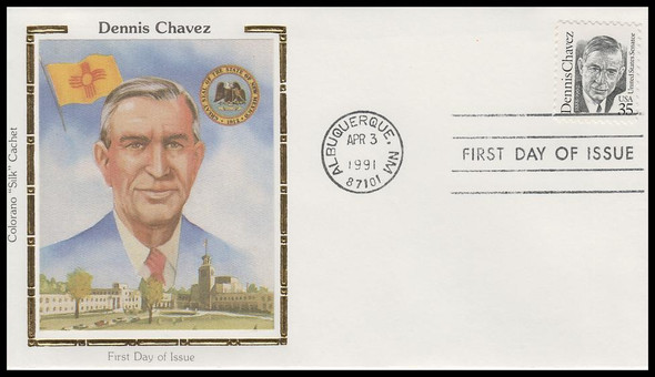 2186 / 35c Dennis Chavez 1991 Colorano Silk First Day Cover
