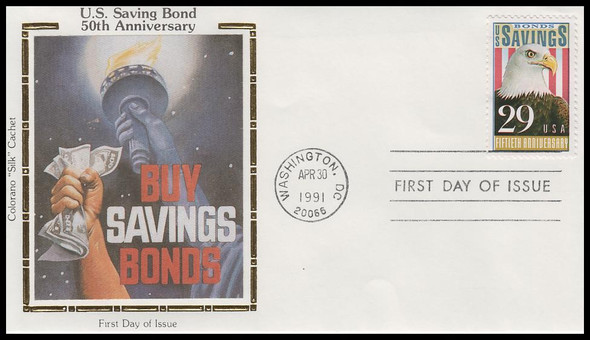 2534 / 29c Savings Bonds 1991 Colorano Silk First Day Cover