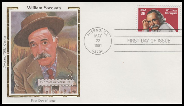 2538 / 29c William Saroyan 1991 Colorano Silk First Day Cover