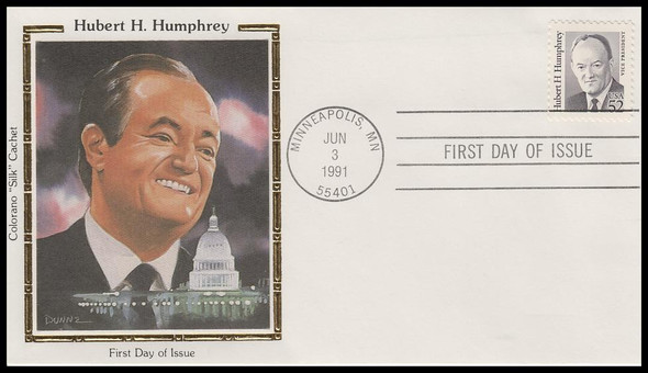 2189 / 52c Hubert H. Humphrey 1991 Colorano Silk First Day Cover