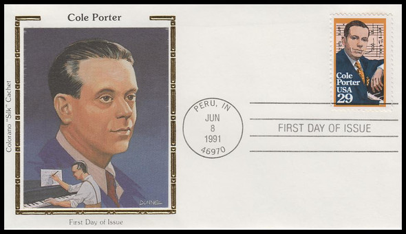 2550 / 29c Cole Porter 1991 Colorano Silk First Day Cover