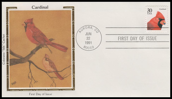 2480 / 30c Cardinal 1991 Colorano Silk First Day Cover