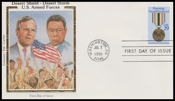 2552 / 29c Desert Storm Bklt Single 1991 Colorano Silk First Day Cover