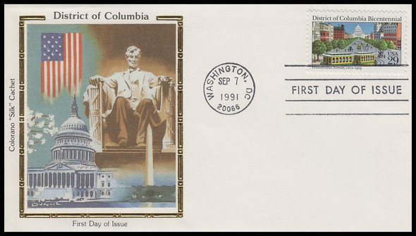 2561 / 29c District of Columbia 1991 Colorano Silk First Day Cover