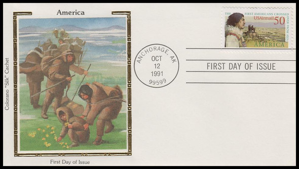 C131 / 50c Eskimo and Bering Land Bridge 1991 Colorano Silk First Day Cover