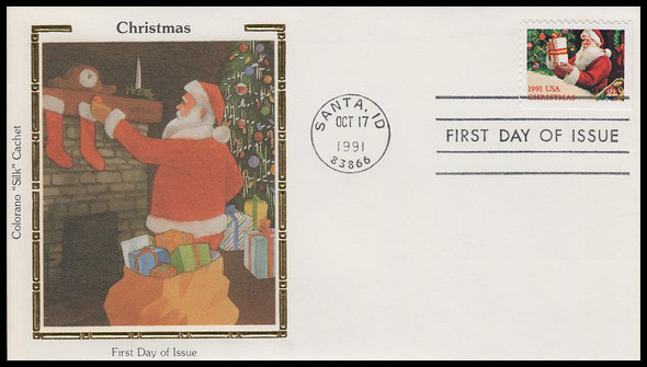 2583 / 29c Santa Placing Gifts Under Tree : Christmas 1991 Colorano Silk First Day Cover