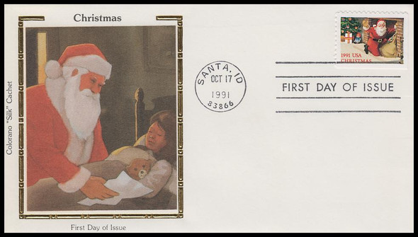 2584 / 29c Santa Going Up The Chimney : Christmas 1991 Colorano Silk First Day Cover