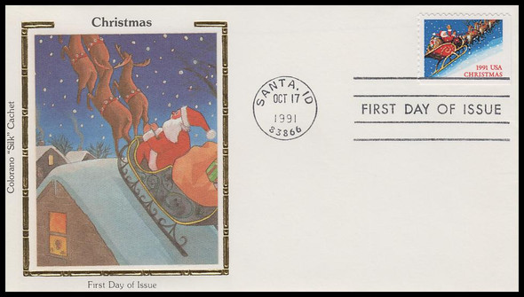 2585 / 29c Santa Riding into the Night : Christmas 1991 Colorano Silk First Day Cover