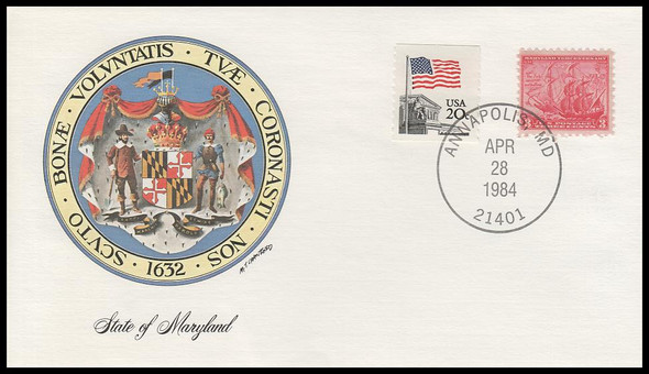 Maryland State Seal 1984 Fleetwood Commemorative Cover