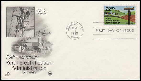 2144 / 22c Rural Electrification Artcraft / PCS 1985 First Day Cover