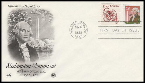 2149 / 18c Washington Monument Coil Artcraft / PCS 1985 First Day Cover