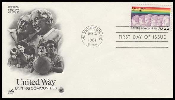 2275 / 22c United Way 100th Anniversary 1987 Artcraft / PCS First Day Cover