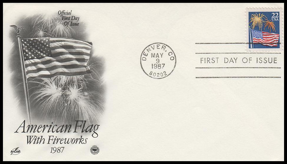 2276 / 22c Flag With Fireworks 1987 Artcraft / PCS First Day Cover