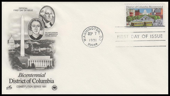 2561 / 29c District of Columbia 1991 Artcraft / PCS First Day Cover
