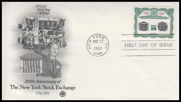 2630 / 29c New York Stock Exchange Bicentennial 1992 PCS First Day Cover