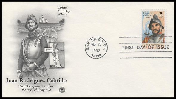 2704 / 29c Juan Rodriguez Cabrillo 1992 PCS First Day Cover