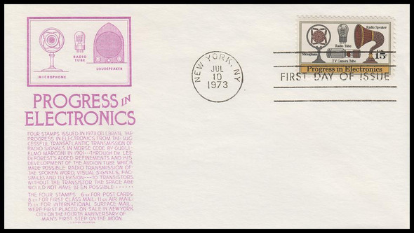 1502 / 15c Audion and Visual : Progress In Electronics 1973 Anderson First Day Cover
